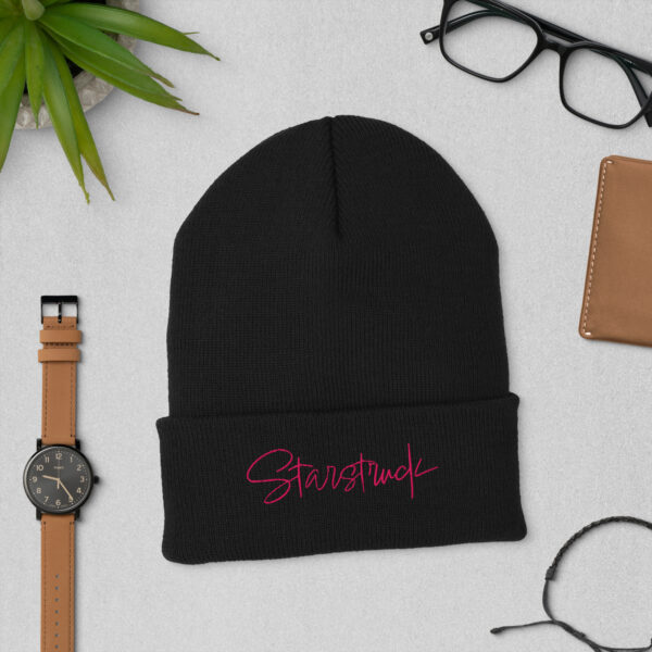 Starstruck (pink embroidery) Cuffed Beanie - Image 2