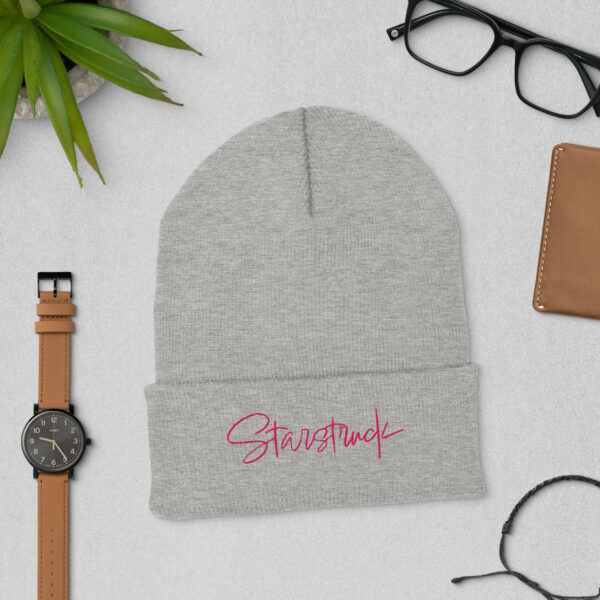 Starstruck (pink embroidery) Cuffed Beanie