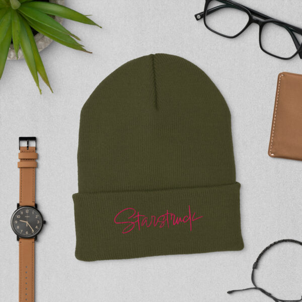 Starstruck (pink embroidery) Cuffed Beanie - Image 3